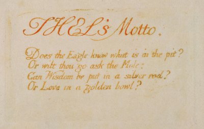 「Thel&39;s Motto ...」、1789年「The Book of Thel」のプレート2 作： William Blake